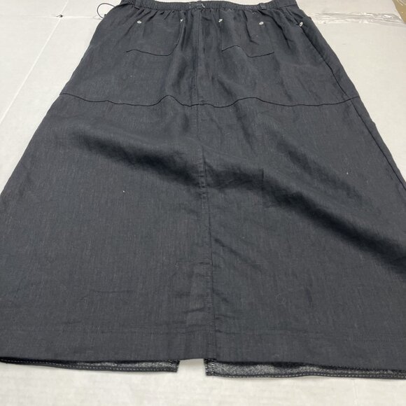 Nicole Miller Skirt‎ Womens XL Black Linen Midi High Slit Capsule Minimalist - Picture 3 of 12